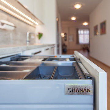 White kitchen with beautiful view