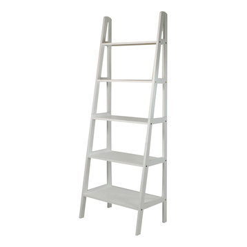 5-Shelf Ladder Bookcase, White