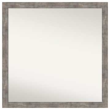 Marred Pewter Non-Beveled Wood Wall Mirror 28.5x28.5 in.