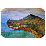 Mary Gifts By The Beach - Alligator Head Bath Mat, 20"x15" - Bath mats from my original art and designs. Super soft plush fabric with a non skid backing. Eco friendly water base dyes that will not fade or alter the texture of the fabric. Washable 100 % polyester and mold resistant. Great for the bath room or anywhere in the home. At 1/2 inch thick our mats are softer and more plush than the typical comfort mats. Your toes will love you.