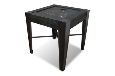 End Table in Distressed Black and White