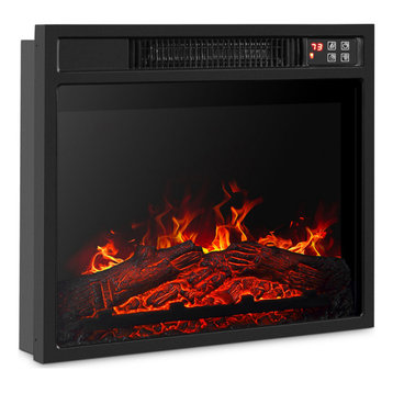 18" Embedded Electric Fireplace Insert Remote Heater Adjustable Log Flame 1400W