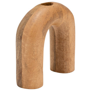 Wood, 6"H Horseshoe Vase, Brown