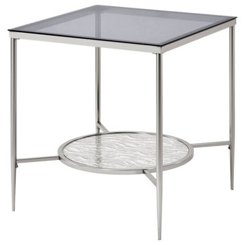 Adelrik End Table, Glass and Chrome Finish