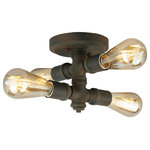 EGLO - Wymer 4-Light Ceiling Light, Zinc - Bring industrial charm to your decor by suspending the Wymer Flush Mount Light by Eglo from your ceiling. The zinc finish and exposed bulbs creates a handsome focal point. This unique fixture complements many styles of decor from rustic, industrial to contemporary