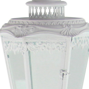 Vintage White Metal Candle Lantern 88266