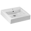 Vesna White 1 Hole Ceramic Wall or Counter Rectangular Sink Lavatory Washbasin