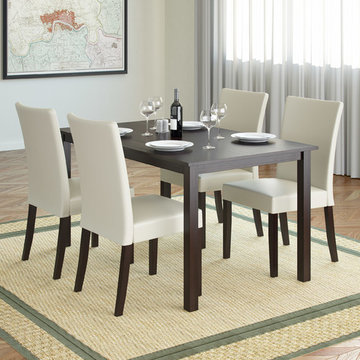Corliving Atwood 5-Piece Dining Set With Cream Leatherette Seats