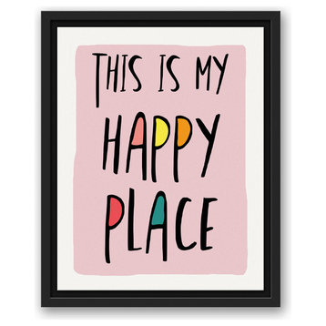 This is My Happy Place Pink 11x14 Black Floating Framed Canvas