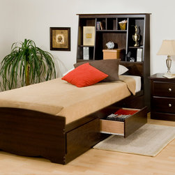 Prepac Platform Storage Bed in Espresso - Kids Beds