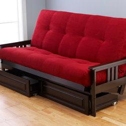 Monterey Espresso Futon in Suede Red Futon Mattress - Futons