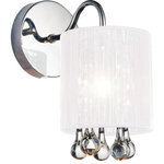 CWI Lighting - Water Drop 1 Light Bathroom Sconce With Chrome Finish - Give your bathroom a whole new look with this Water Drop 1 Light Wall Sconce. This single-bulb vanity light is offered in three shade colors: silver, white, and black. To create a subtle ambiance in a compact powder room, pick the white shade with clear crystals. To infuse a luxe factor, choose the silver shade. For a hint of drama, consider getting the Water Drop 1 Light Wall Sconce with black shade.  Feel confident with your purchase and rest assured. This fixture comes with a one year warranty against manufacturers defects to give you peace of mind that your product will be in perfect condition.