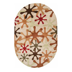 Athena Ivory/Brown Oval Area Rug - Outdoor Rugs