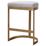 Uttermost - Uttermost Ivanna Modern Counter Stool 23523 - Simplistic But Sturdy, This Statement Counter Stool Features A Thick Hand Forged Iron Base Finished In A Mottled Antique Gold Leaf. Plush Seat Is Tailored In An Off-white Linen Blend Fabric. Seat Height Is 26".