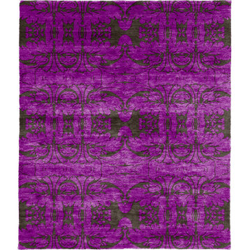 Catwalk Glamour Silk Hand Knotted Tibetan Rug, 10' Square