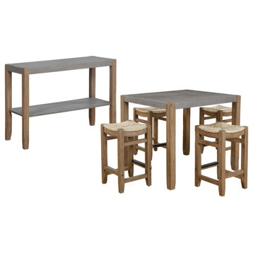 Newport 6-Piece Dining Set, Counter-Height Table, Four Stools, Buffet Table
