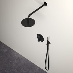 LUSSO STONE NOIR LUXE MATT BLACK SHOWER SET WITH THERMOSTATIC VALVE AND HAND-HEL - Products