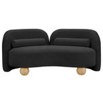 Meridian Furniture - Daphne Upholstered Chair/Loveseat/Sofa, Black, Boucle Fabric, Loveseat - A cloud-like oasis of comfort, the Daphne black boucle loveseat is a modern sensation. Its plush upholstery invites you to sink in and relax, while the curved design offers both support and opulence. The loveseat's unique silhouette is complemented by a choice of black or natural wooden legs, allowing you to customize it to your personal taste. Whether you're looking for a stylish accent piece or a comfortable spot to unwind, the Daphne loveseat is the perfect choice.