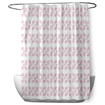 70"Wx73"L Holly Stripes Shower Curtain, Light Pink