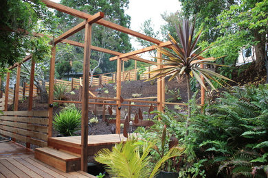 Inspiration for a mediterranean sloped garden in San Francisco with decking.