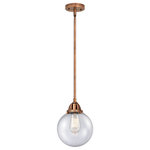 Innovations Lighting - Beacon Mini Pendant, Antique Copper, Seedy, Seedy - The Nouveau 2 is a highly detailed work of art that draws the eyes into its base and arm detail. The true show stopping piece is the beautifully curved glass shade that's sure to wow you and guests alike.