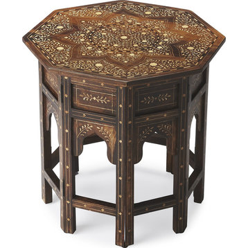 Butler Bone Inlay Accent Table, Wood and Bone Inlay 3596338