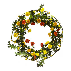 Shea's Wildflower - 22" Marigold Wreath - Wreaths And Garlands