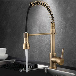 Antique Brass European SPRING Style Kitchen Pull Out Mixer Sink Tap TA0498 - Kitchen Faucets