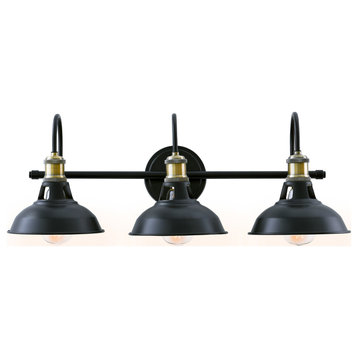 3 Light Dimmable LED Vanity Light Modern Wall Sconces (Black)