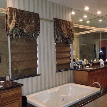 Swag balloon valances & Upholstered cornice with scallop design
