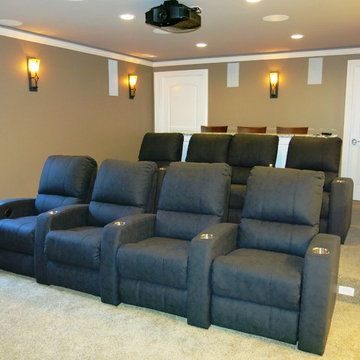 Bloomingdale Basement with Coffer Ceiling and Home Theater