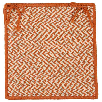 Outdoor Houndstooth Tweed - Orange Chair Pad (set 4)