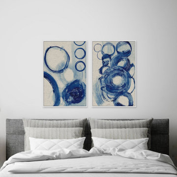 Painted Blue Circles II Diptych
