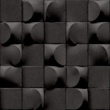3D Blocks Geometric Wallpaper, Anthracite, Double Roll