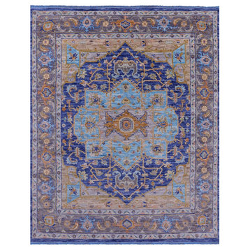 Blue Persian Heriz Serapi Handmade Rug 8' 1" X 10' 1" - Q22370