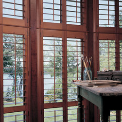 Heritance&reg; hardwood shutters opened - Window Treatments