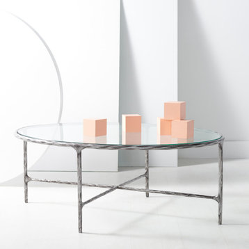 Safavieh Couture Jessa Oval Metal Coffee Table, Silver