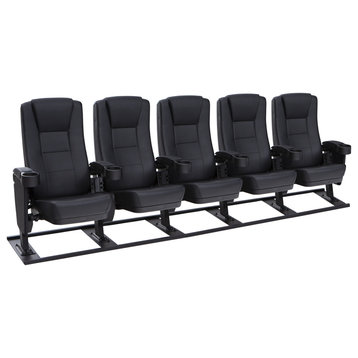Seatcraft Montago Movie Theater Seating, Black, Row of 5
