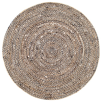 Jute And Cotton Pinstripes, Black, 5'x8' Oval