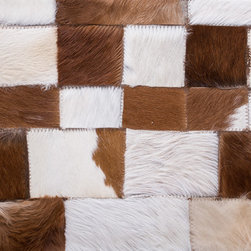 Luxury Handmade Cowhide Patchwork Hallway Runner, Brown White, 7'11"x2'2" - Hall And Stair Runners