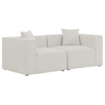 Meridian Furniture - Cube Upholstered Modular Sofa, Cream, 2-Piece: 2 Corner Chair, Linen Texured Fabric - Treat yourself to some long overdue "me time" when you're seated on this Cube 2-Piece Modular Sofa. This beautiful modular unit is both eye-catching and elegant, features durable linen textured upholstery in a soft cream color that meshes well with nearly any existing color scheme. Pair this modular Sofa with other items in the same collection to create an unlimited number of combinations and enjoy the custom seating arrangement of your dreams. Latches underneath make it easy to attach pieces to one another.