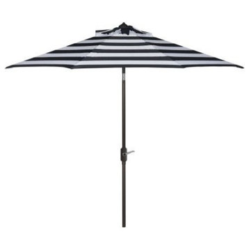 Safavieh UV Resistant Iris Fashion Line 9' Auto Tilt Umbrella, Navy/White