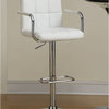 Bowery Hill Faux Leather Tufted Adjustable Bar Stool in White