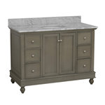 Kitchen Bath Collection - Bella 48" Bathroom Vanity, Weathered Gray, Carrara Marble - The Bella: undeniable classic beauty.