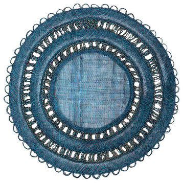Carmine Abaca Placemats, Set of 4, Deep Blue, Round