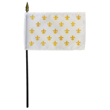 Fleur-de-Lis, 4"x6" Stick Flag, 23/White
