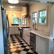 Checkered floor kitchen.