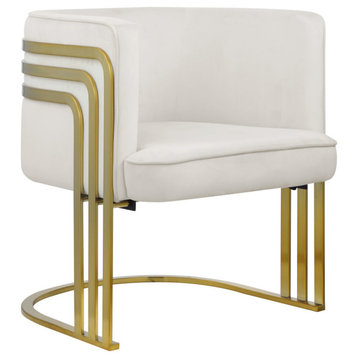 Rays Velvet Upholstered Accent Chair, Cream