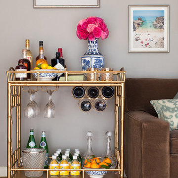 Currey and Company Odeon Bar Cart in Seneca Gold Leaf