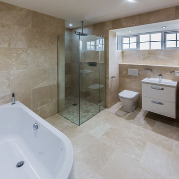 Botticino bespoke glass shower size increase project